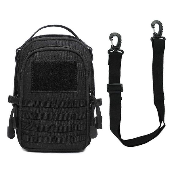 Waist Pouch Organizer Backpack Outdoor Sports Travel Hiking Camping Accessories Bag Black with Shoulder Belt