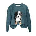 thumbnail image 2 of Uootdi Fall Fashion Must Haves Gift Dog Graphic Print Long Sleeve Shirts for Women Crewneck Cute Tee Tops Casual Loose Trendy Pull, 2 of 4