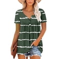 thumbnail image 3 of EQWLJWE Hauts à Col en V pour Femmes, Tunique d'Été pour Femmes, T-Shirts Imprimés à Col Rond, Blouse Décontractée à Manches Courtes, Hauts Plissés avec Ourlet à Volants, Hauts d'Été pour Femmes 2023, 3 of 8