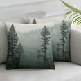 thumbnail image 3 of nygtbtfer  Forest Throw Pillow Cushion Cover, Panorama of a Valley and Mystic Forest of Pine Trees Natureme, Decorative Square Accent Pillow Case, Green Eggshell White, 3 of 7