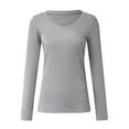 thumbnail image 4 of GEWSEY Long Sleeve Shirts for Women V Neck Ribbed Knit Fitted Fall Basic Tshirts Going Out Tops 2025 Casual Trendy Clothes (Light Gray, L), 4 of 5