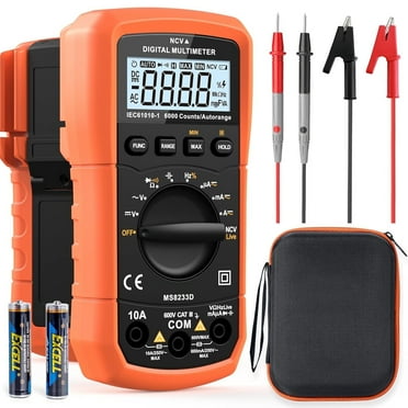 Crenova MS8233D TRMS Digital Multimeter 6000 Counts - Auto-Ranging Voltage Tester with NCV, Live Wire Detection, Measures AC/DC Current, Resistance, Capacitance, Frequency, Diode Test
