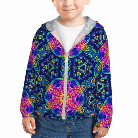 

Qekee Bright Turtles Print UPF 50+ Kids Sun-Protective Hooded Long Sleeve Rash Guard for Fishing Water Beach Sports -4 Years