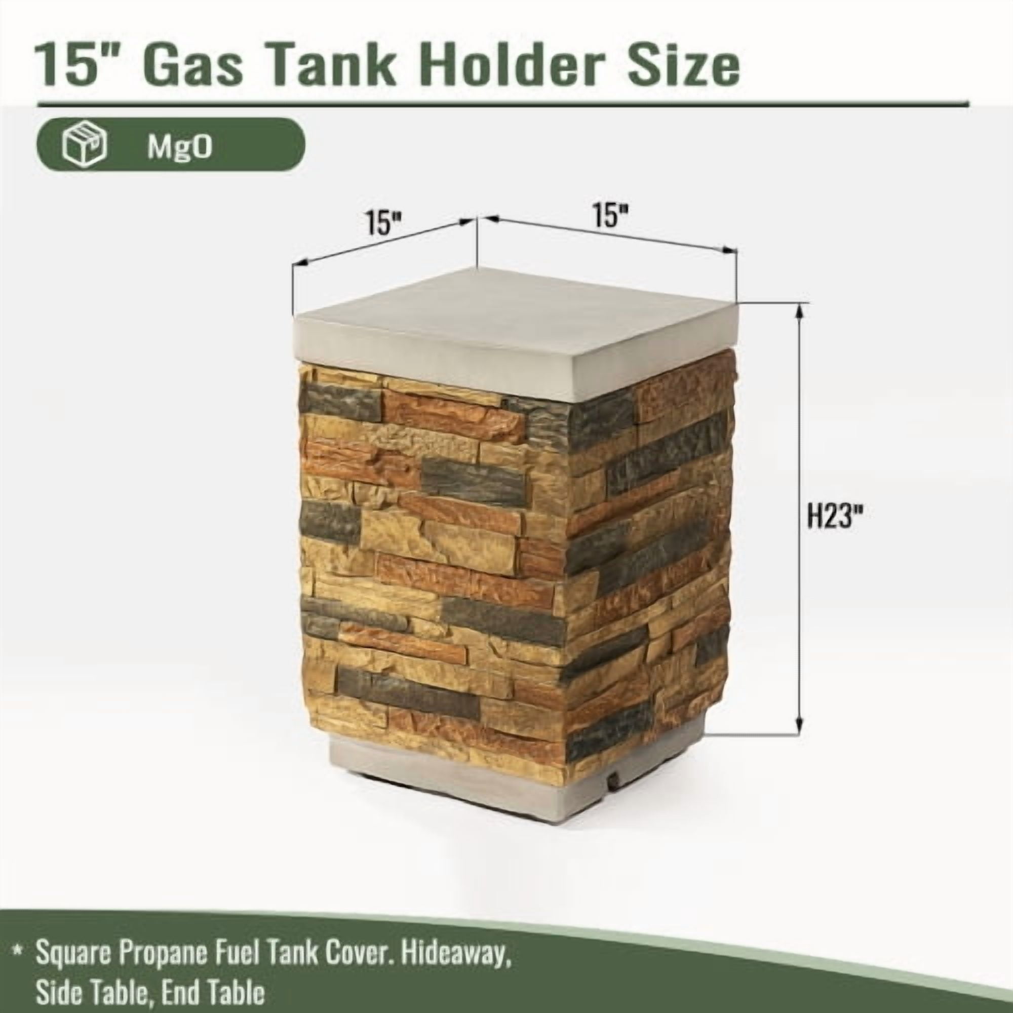 TrumanPick Fire Pit Propane Tank Holder Tank Cover Side Table 15.35"L x 15.35"W x 23"H