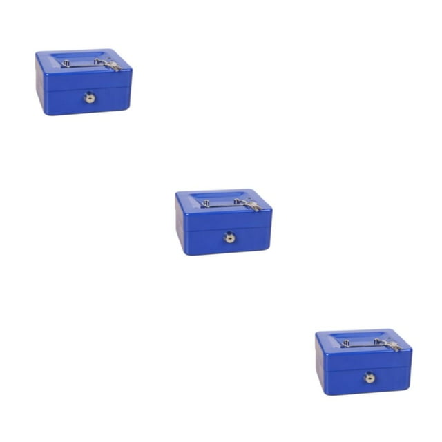 Youkk Portable Metal Money Box - Durable And Protective Cash Storage Lightweight Small Cash Box Convenient blue 3Set