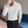 thumbnail image 3 of Camisa y blusa de hombre lisa para hombre, ropa negra musculosa, moda de negocios, 2024, alta calidad, XXL, verano, normal, diseñador, 3 of 5