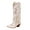 White, variant on Western Cowboy Boots for Women Boho Tassel Fashion Leather Square Toe Wide Mid Calf Cowgirl Booties Knee High Tall Knight Riding Boots
