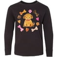 thumbnail image 3 of Inktastic Cute Puppy Valentine with Hearts and Bones Long Sleeve Youth T-Shirt, 3 of 5