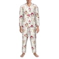 thumbnail image 3 of Naloa Floral Mushroom Men’s Pajamas Set - Long Sleeve Button Down Sleep Shirt and Pajama Bottoms Sleepwear Set-X-Large, 3 of 7