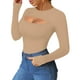 thumbnail image 3 of Body MANGOPOP para mujer, sexy, con recorte, manga larga, color moca S, 3 of 6