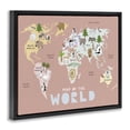 thumbnail image 4 of Kid's Map Of World Pink Black Framed Floater Canvas Wall Art, design by Carla Daly, 4 of 10