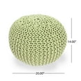 thumbnail image 3 of GDF Studio Poona Modern Handmade Fabric Knit Round Pouf, Green, 3 of 7