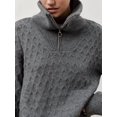 thumbnail image 6 of Women'S Sweaters Fall Winter Quarter Zip Casual Diamond Knit Pullover Gray S, 6 of 8