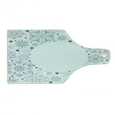 

Teal and White Cutting Board Christmas Themed Circular Composition with Different Ornamental Snowflakes Tempered Glass Cutting and Serving Board Wine Bottle Shape Teal White by Ambesonne