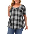 thumbnail image 2 of Top de manga corta con cuello redondo para mujer, blusa plisada informal holgada a la moda para fiesta de citas, 2 of 6