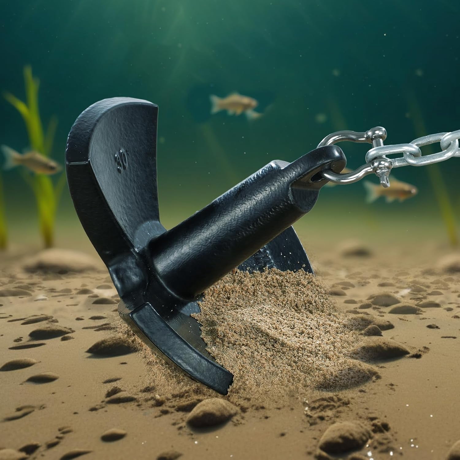 ISURE MARINE River Anchor Black Vinyl Coated Cast Iron 18lb