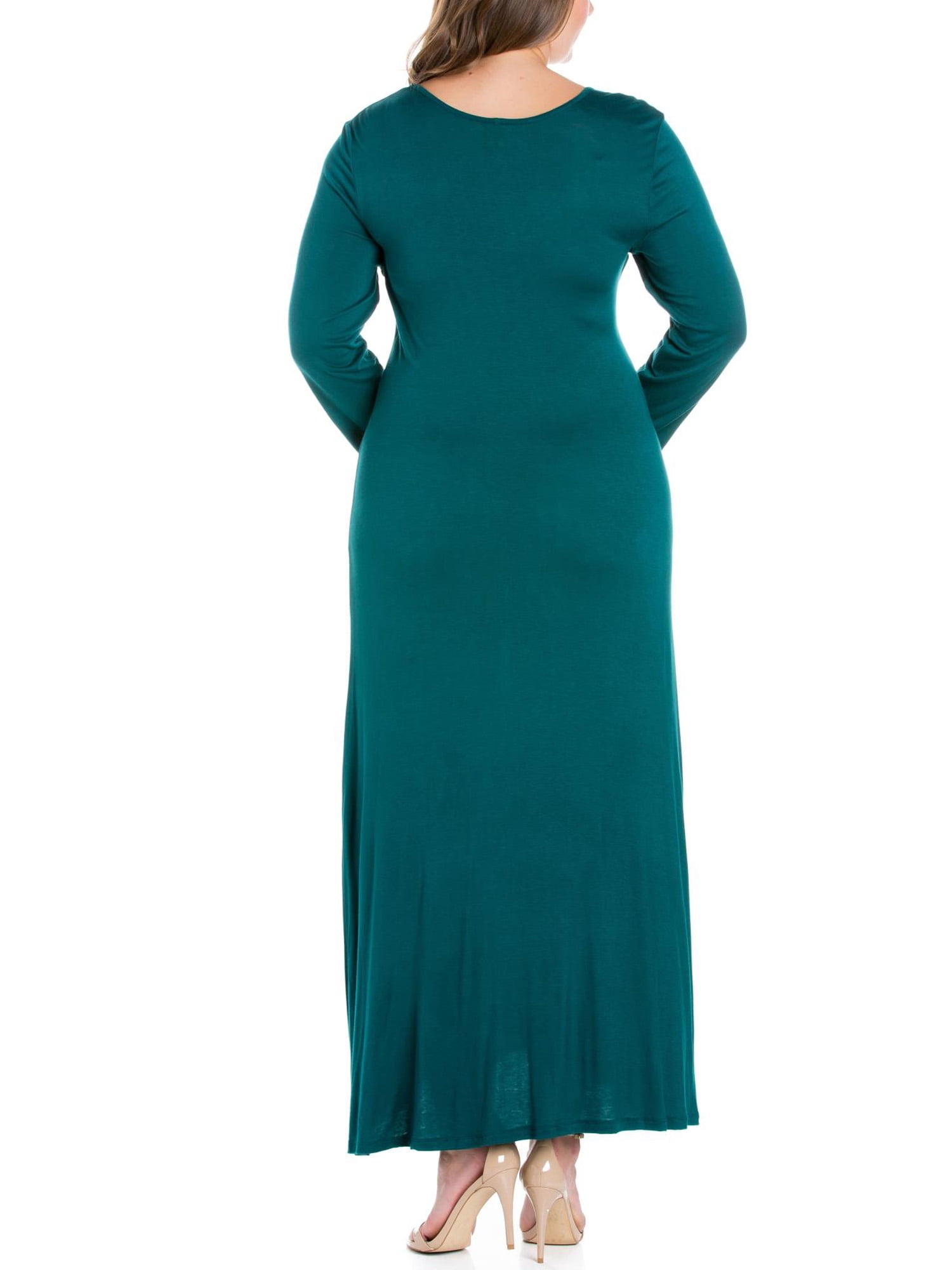 24seven Comfort Apparel Plus Size Womens Long Sleeve Maxi Dress
