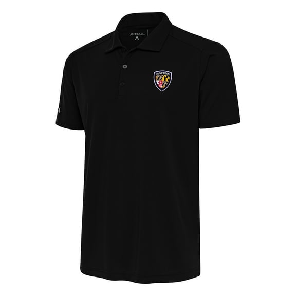 Men's Antigua Black Baltimore Ravens Team Logo Throwback Tribute Polo