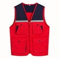 thumbnail image 3 of Toptie Multi-Pockets Work Fishing Vest, Reflective Work Sleeveless Safety Vest For Photography Hunting Travel-Red-XL, 3 of 6