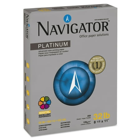 Navigator Platinum Paper, 99 Brightness, 32lb, 8-1/2 x 11, White, 250/Pack