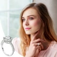 thumbnail image 2 of Rbaofujie Couple Rings ImitationMossanite Luxury Round Bag Four-claw Wedding Ring For Ladies Mood Ring Silver, 2 of 5