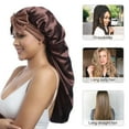 thumbnail image 4 of AWAYTR Long Satin Bonnet for Women - Double Layer Elastic Silk Bonnet Hair Sleeping Cap with Tie Band, 4 of 7