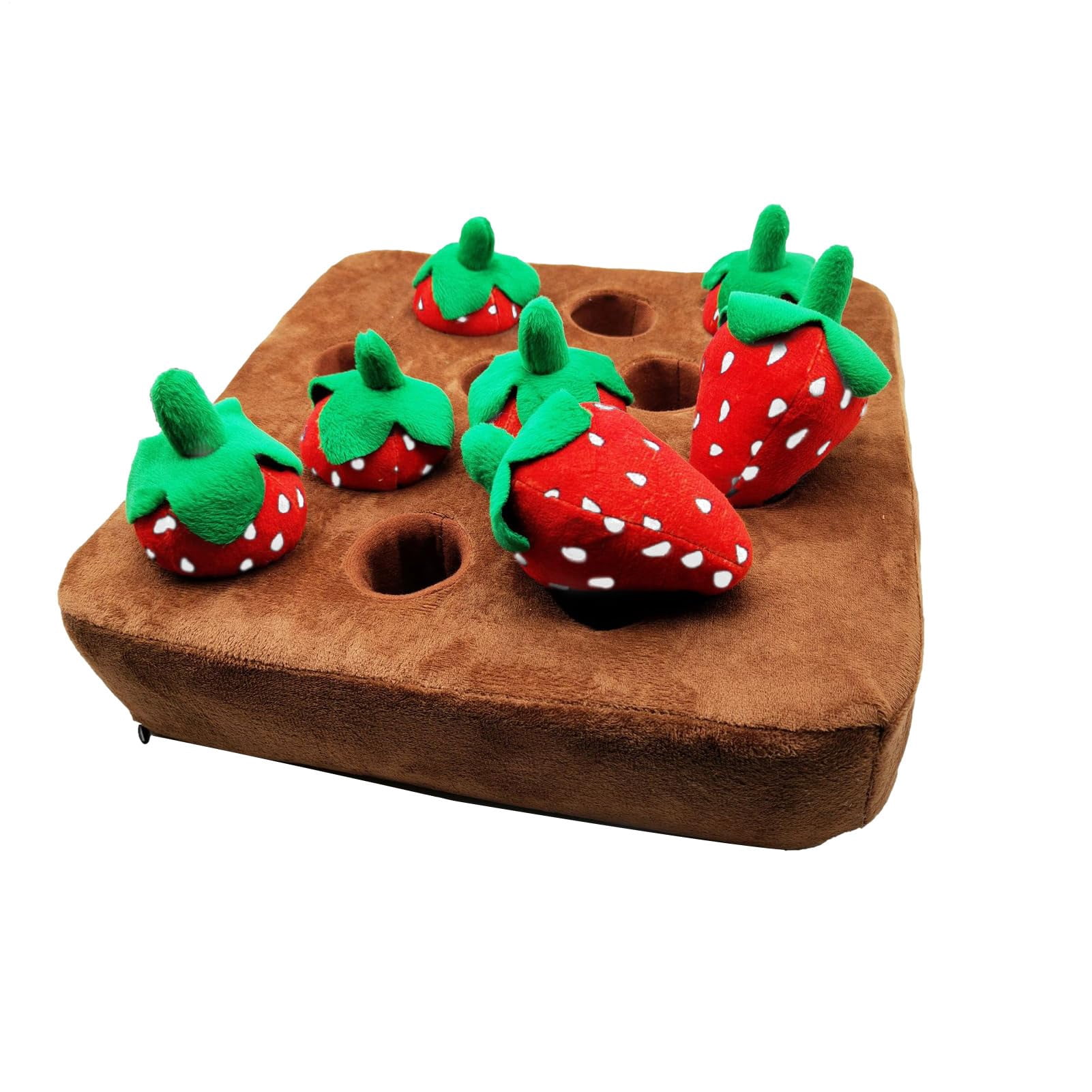 Squeaky Plush Strawberry Dog Toys for Small Medium Dogs，Cute Soft Fruit Shaped Puppy Chew Toys with Crinkle Sound and Rope，Interactive Tug of War Toys for Teething Relief and Boredom Relief，A