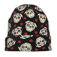 thumbnail image 7 of Rocae colorful Skull dog flower for Beanies Hats for Men Women Warm Chunky Knit Hats Winter Adult Milk Silk Knitted Beanie, 7 of 7