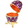 thumbnail image 4 of AVEKI Faberge Egg Trinket Box,Easter Egg Hinged Trinket Box with Scalelike Patterns Decorative Jewelry Box with Rhinestones Delicate Gift Display Ornament(Purple) 0516M, 4 of 8