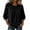 Black, variant on Womens Tops 3/4 Length Sleeve Smocked Solid Color Scoop Neck Classic Plain Work T Shirts Summer Vacation Outdoors Blouses