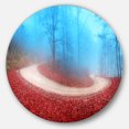 thumbnail image 2 of Designart - Curved Road in Autumn Forest' Circle Landscape Circle Metal Wall Art, 2 of 4