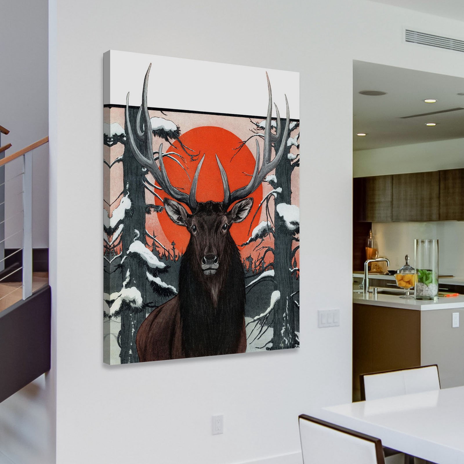 "Elk at Sunset" Painting Print on Wrapped Canvas