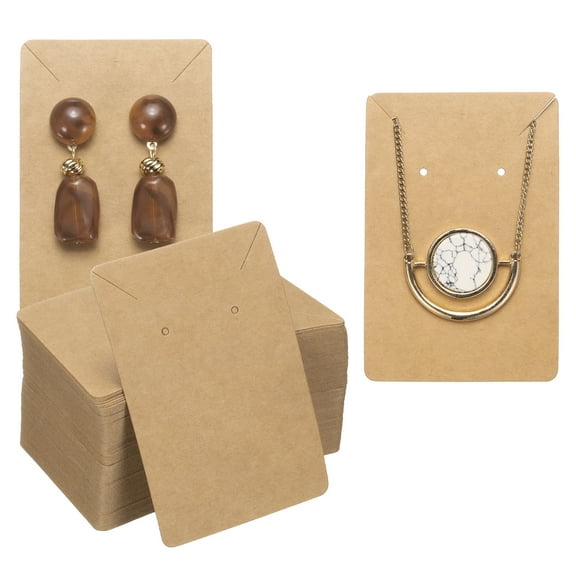 100 PCS Earring Display Cards, Necklace Display Cards Jewelry Paper Bracelet Packaging Cards for Selling Jewelry(Brown)