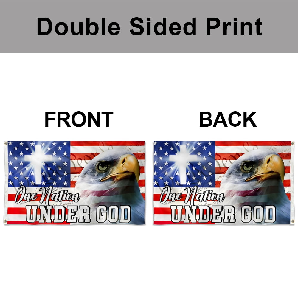 Dutern Double Sided Jesus Flag One Nation Under God, Christian Cross, American Eagle Flag Banner 3 Ply with Brass Grommets 3x5 Feet