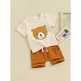 thumbnail image 4 of Musuos Baby 2 Piece Outfits 6 12 18 24M 3T Bear Print Short Sleeve Shirt and Elastic Shorts Set for Toddler Girl Boy, 4 of 10
