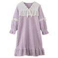 thumbnail image 3 of ZyeKqe Flannel Pajamas Dresses for Women Fleece Warm Long Sleeve Cute Bow Tunic Dresses Color Block Nightgowns, 3 of 9
