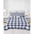 thumbnail image 3 of Navy Blue White Plaid Twin Size Down Alternative Comforter, Lightweight Comforter Quilt Bedding Set with Pillow Shams Farmhouse Checkered Buffalo All Seasons Bed Comforter Duvet Insert 68"x86", 3 of 7