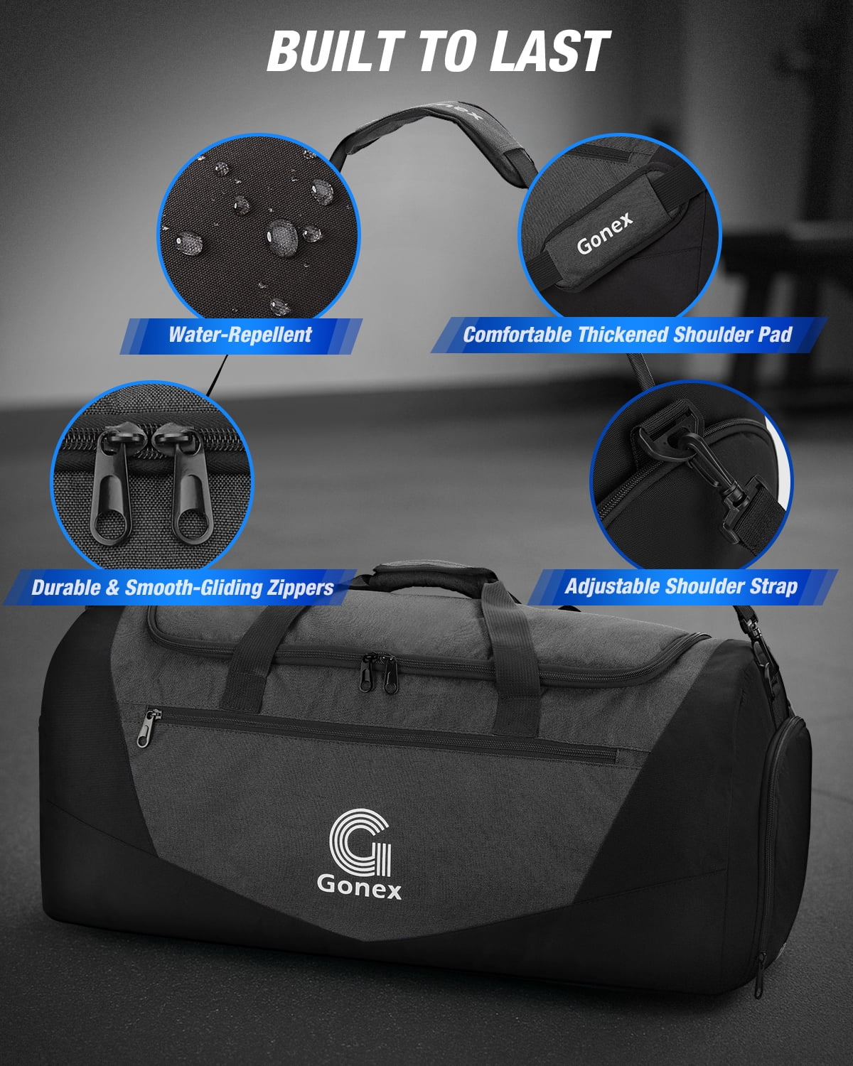 Gonex 100L Gym Bag for Men Women, Water-Resistant Extra Large Sports Duffel Bag with Shoe Compartment & Wet Pocket for Fitness, Travel, Weeklong Trips