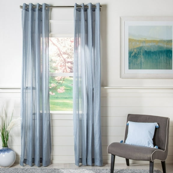 SAFAVIEH Makena Grommet Curtain Window Panel, 52" x 84", Grey