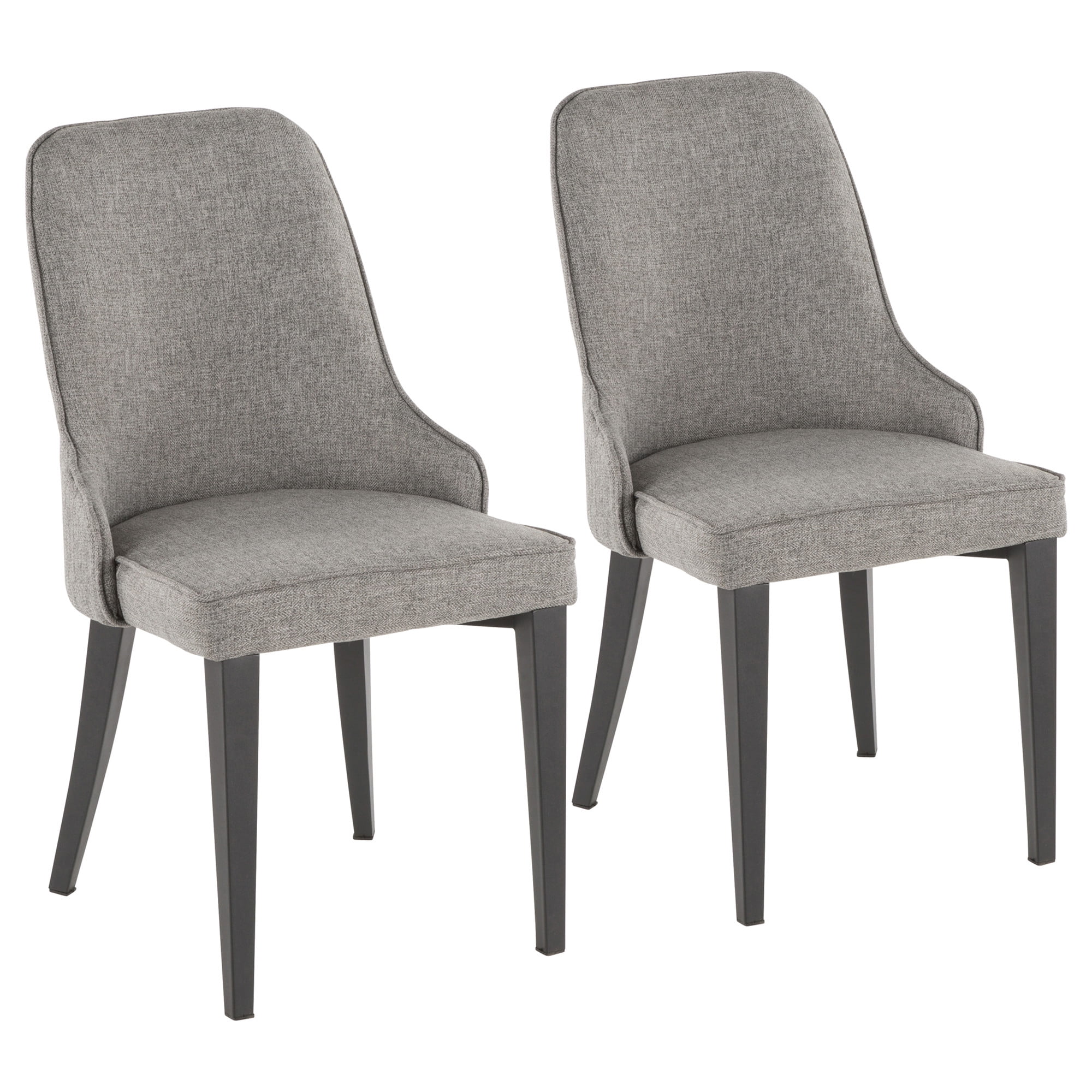 Nueva Contemporary Accent/Dining Chair in Black Metal and Grey Fabric