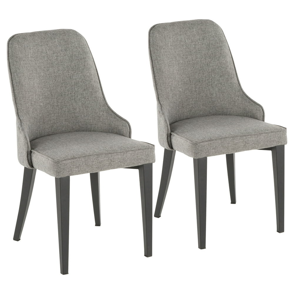 Nueva Contemporary Accent/Dining Chair in Black Metal and Grey Fabric by LumiSource Set of 2
