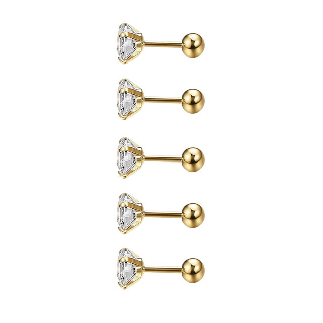 Pendientes de 5 piezas, pernos de cristal chapados en perno, accesorios de joyería geométrica, decoraciones de cartílago, moda para mujeres y Ropa, zapatos y accesorios Miscelánea dorado 0.8*8*4mm Qarigey AP009679-38B