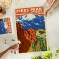 thumbnail image 4 of Lantern Press 1000 Piece Jigsaw Puzzle, Pikes Peak, Colorado, Woodblock, 4 of 5