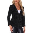 thumbnail image 4 of INSPIRE CHIC Women's Open Front Long Sleeve Disco Party Sequin Blazer Jacket L Black, 4 of 6