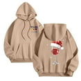 thumbnail image 5 of Kaprioy Oversized Sweatshirt For Women Christmas hat Graphic Christmas Winter Sweatshirt Fall Fashion Long Sleeve Clothing Khaki, XL, 5 of 8