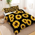 thumbnail image 3 of Move Over Black Sunflowers Bedding Sets Queen Yellow Sunflowers Pattern Black Microfiber Duvet Cover No Filling, 3 of 6