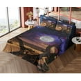 thumbnail image 4 of Ambesonne Moon Fitted & Top Sheet Set with Shams, Desert Night Nebula Stars, Caramel Purple, 4 of 5