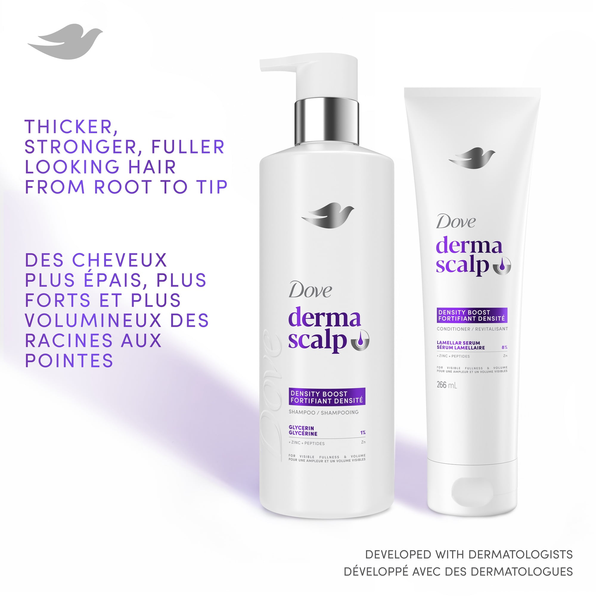 Dove Derma Scalp Conditioner for Thicker, Stronger, Fuller-Looking Hair Density Boost with Glycerin, 266 ML