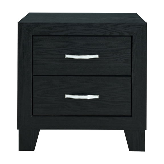 Dtwnek 2 Drawers Nightstand with Handle, Perfect for Living Room, Bedroom, Black