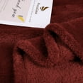 thumbnail image 5 of PiccoCasa Fluffy Fleece Blanket Lightweight Plush Throw Blanket for Couch Sofa Bed, Burgundy Throw(50" x 60"), 5 of 6